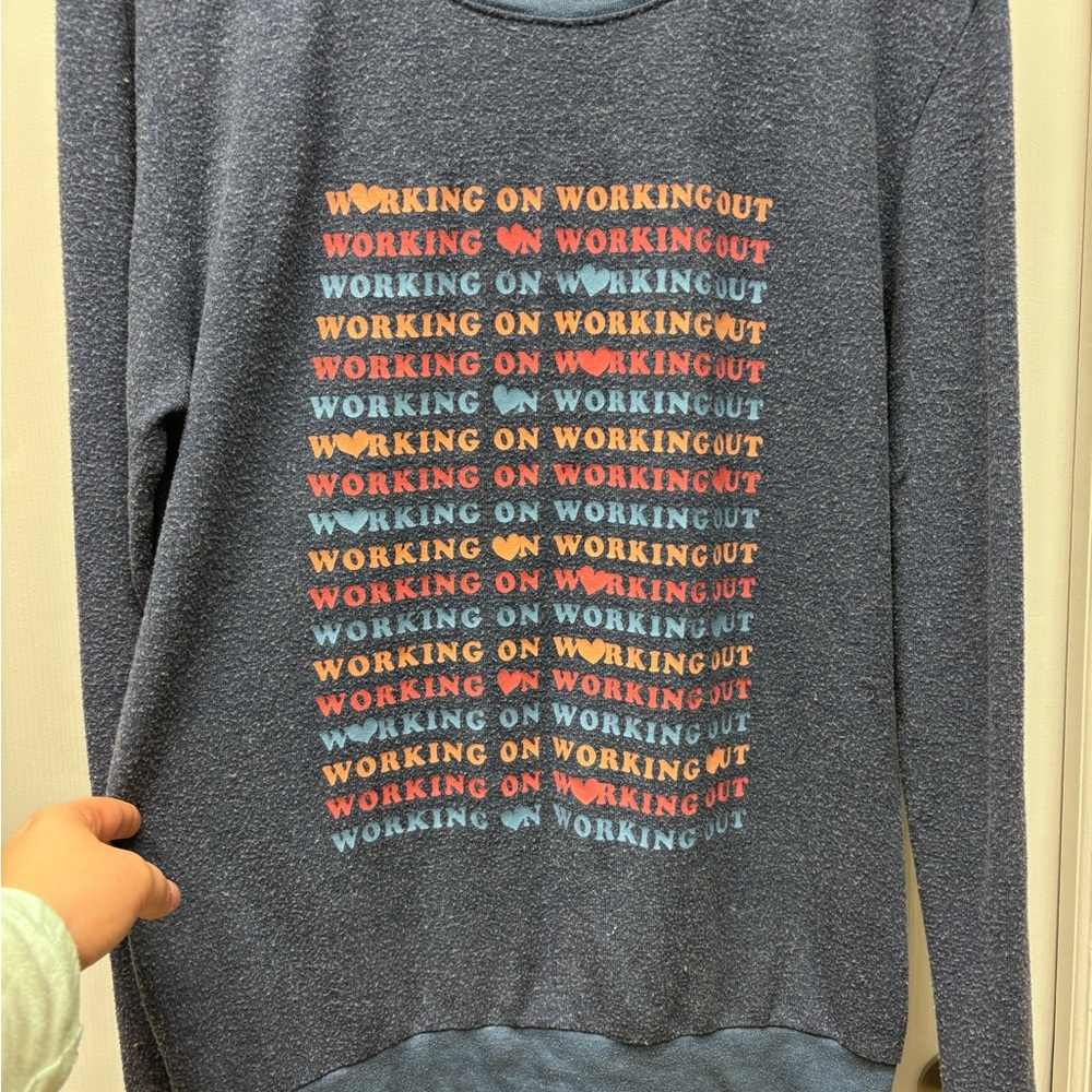 House of Tens Blue “Working on Working Out” Graphic Sweatshirt – Size M - Picture 3 of 8